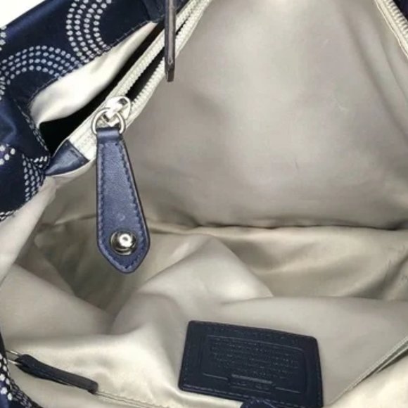 COACH Ashley Dotted Op Signature Satchel Bag F20056 Blue - Picture 5 of 10